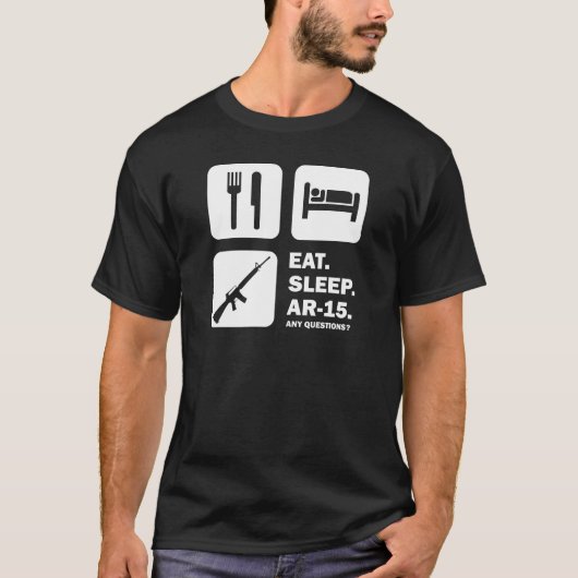 睡眠AR-15を食べて下さい Tシャツ (正面)