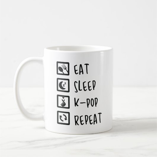 睡眠K-POPの繰り返しの完全な組合せ音楽を食べて下さい コーヒーマグカップ (左)