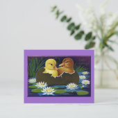 睡蓮とエッグシェルボートのアヒル ポストカード (スタンド正面)