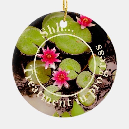 睡蓮とコイ池 セラミックオーナメント (正面)