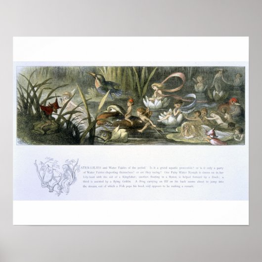 睡蓮と水妖精、イラストレーション ポスター (正面)