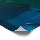 睡蓮と蓮の花の水色絵画の ポスター (角)