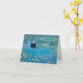 睡蓮に泳ぐ黒猫デカップカード カード (黄色い花)