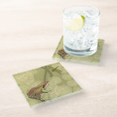 睡蓮のカエルとトンボ ガラスコースター (アングル)