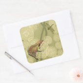 睡蓮のカエルとトンボ スクエアシール (封筒)
