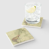 睡蓮のカエルとトンボ ストーンコースター (横)