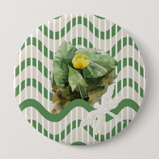 睡蓮の模様 缶バッジ (正面)