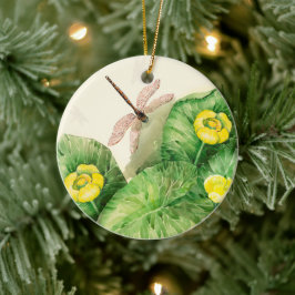 睡蓮の水彩画 セラミックオーナメント