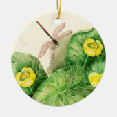 睡蓮の水彩画 セラミックオーナメント (正面)