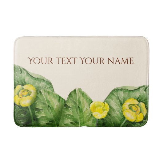 睡蓮の水彩画 バスマット (正面)