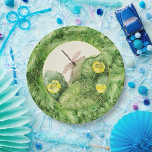 睡蓮の水彩画 ペーパープレート (パーティー)