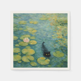 睡蓮の池のささやき ブラックキャット スタンダードカクテルナプキン