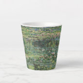 睡蓮の池、風景油絵、モネ カフェラテマグ (正面)