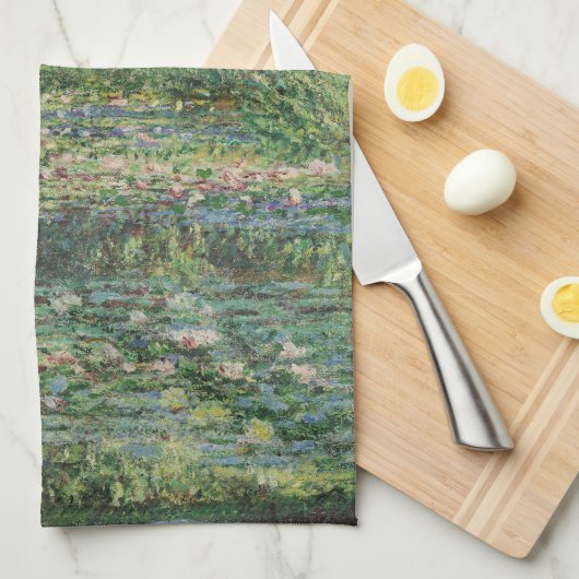 睡蓮の池、風景油絵、モネ キッチンタオル (四つ折り)