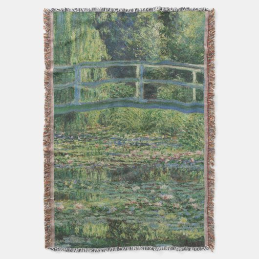 睡蓮の池、風景油絵、モネ スローブランケット (正面縦)
