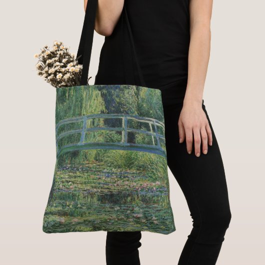 睡蓮の池、風景油絵、モネ トートバッグ (クローズアップ)