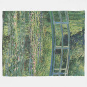 睡蓮の池、風景油絵、モネ フリースブランケット (正面(横))