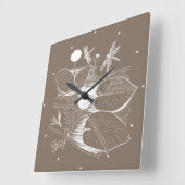 睡蓮の絵 スクエア壁時計 (傾斜)