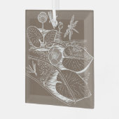 睡蓮の茶色のグラフィック ガラスオーナメント (正面左)