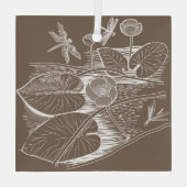 睡蓮の茶色のグラフィック ガラスオーナメント (裏面)