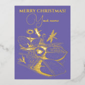 睡蓮の黄色い版木、銅版、版画 箔シーズンポストカード (正面)