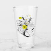 睡蓮の黄色版木、銅版、版画 タンブラーグラス (正面)