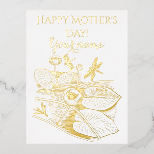 睡蓮イエローグラフィック 箔シーズンポストカード (正面)