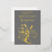 睡蓮イエローグラフィック 箔シーズンポストカード (正面/裏面)