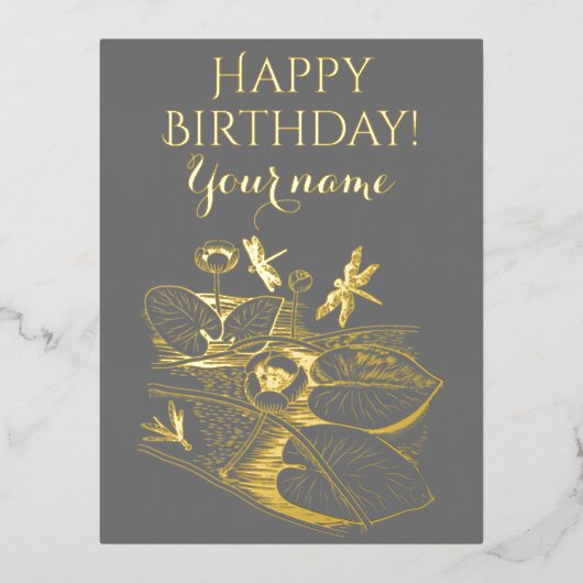 睡蓮イエローグラフィック 箔シーズンポストカード (正面)