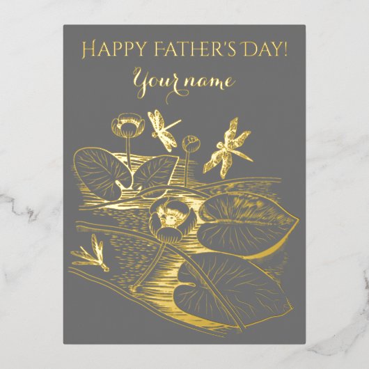 睡蓮イエローグラフィック 箔シーズンポストカード (正面)