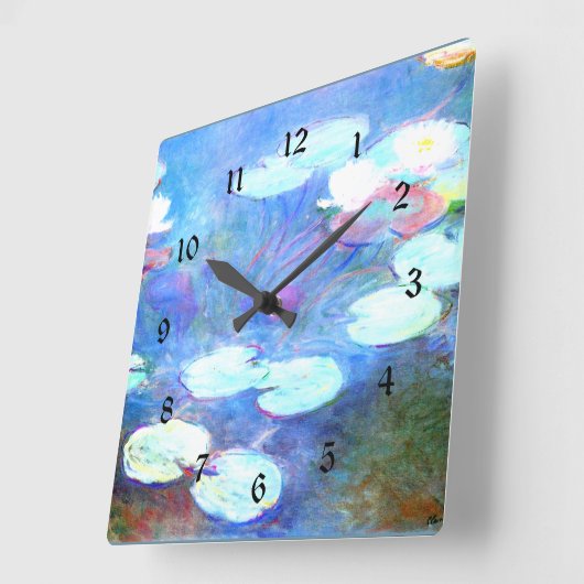 睡蓮ピンク – クロード・モネの美しい芸術 スクエア壁時計 (傾斜)