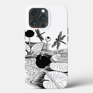 睡蓮ブラックグラフィック iPhone 13 PROケース