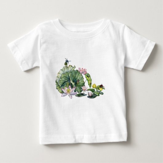 睡蓮日本のと蓮の花 ベビーTシャツ (正面)