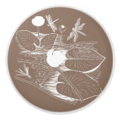 睡蓮版木、銅版、版画 セラミックノブ (正面)