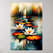 睡蓮 - キュビストのミニマリストのヴィジョン ポスター (正面)