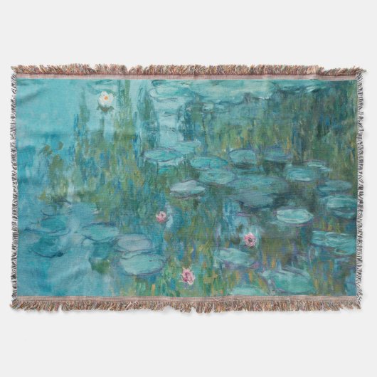 睡蓮、クロード・モネの傑作油絵 スローブランケット (正面)