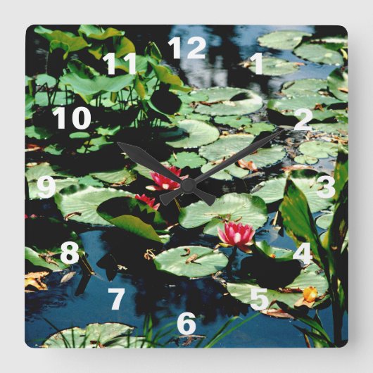 睡蓮 スクエア壁時計 (正面)