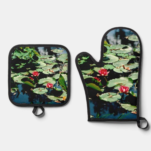 睡蓮 鍋つかみ&鍋敷きセット (正面)