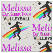 睡食べ眠バレーボールパーソナライズされた布帛 ファブリック (クローズアップ)