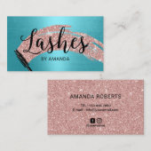 睫毛サロンバラ金ゴールドブラシストロークターコイズ 名刺 (正面/裏面)