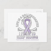 睾丸がん認識度淡紫色リボン ポストカード (正面/裏面)
