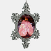 睾丸のクリスマスのおもしろいな装飾の子牛の肉牛ステーキ スノーフレークピューターオーナメント (左)