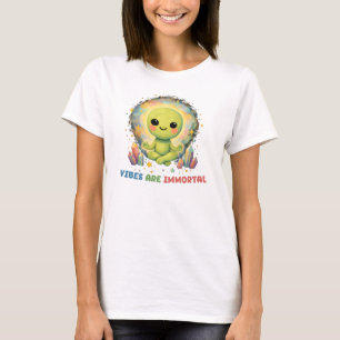 瞑想するエイリアンのビジュアルは不滅のクリスタルオーラ Tシャツ