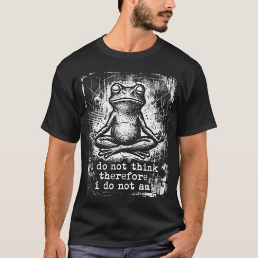 瞑想するカエル 思う故に在らず Tシャツ (正面)