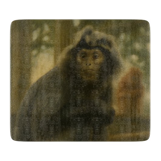 瞑想するサル - 静かな野生動物のアート カッティングボード (正面)