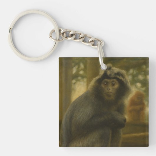 瞑想するサル - 静かな野生動物アート キーホルダー (正面)