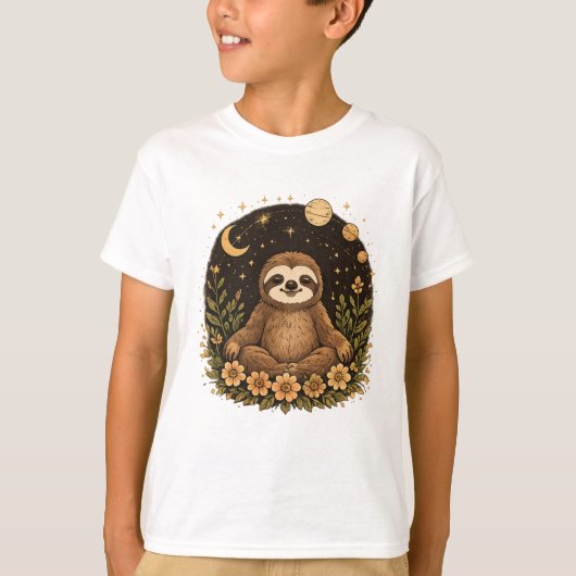 瞑想するナマケモノ Tシャツ (正面)