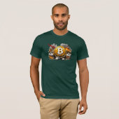 瞑想するビットコイン、混沌の中の平穏 暗号資産Tシャツ Tシャツ (正面フル)