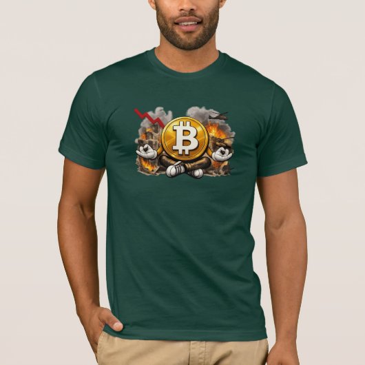 瞑想するビットコイン、混沌の中の平穏 暗号資産Tシャツ Tシャツ (正面)