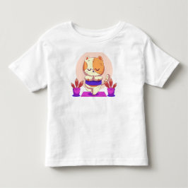 瞑想する三毛猫Tシャツ、面白いヨガ猫のシャツ トドラーTシャツ
